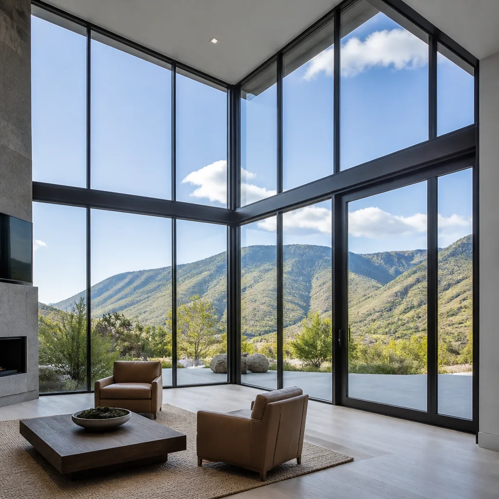 Modern floor-to-ceiling window installation in a contemporary living space
